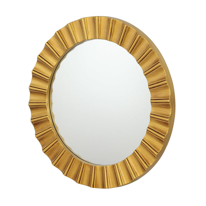 26" Modern Gold Round Decoration Wall Mounted Mirror Contemporary Hooks Included - Diamond Home USA