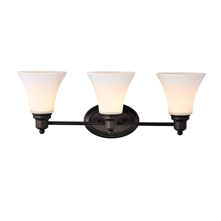 3-Light Oil-Rubbed Bronze Bath/Vanity Fixture Brown Farmhouse Transitional Glass - Diamond Home USA