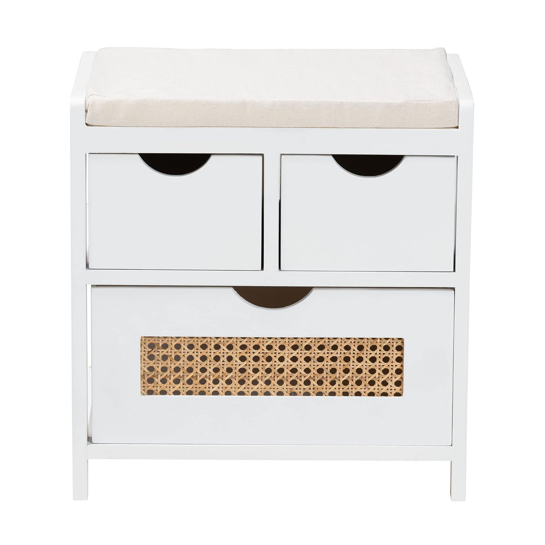 Modern and Contemporary Light Beige Fabric White Finished Wood 3-Drawer - Diamond Home USA