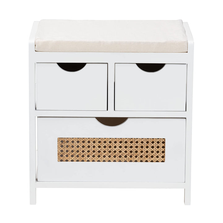 Modern and Contemporary Light Beige Fabric White Finished Wood 3-Drawer - Diamond Home USA