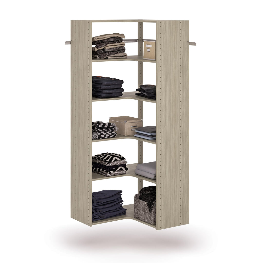 Easy Track Adjustable Corner Tower Clothing Storage Kit Closet Organizer White - Diamond Home USA