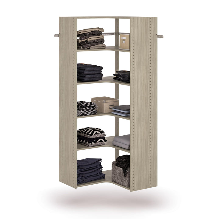 Easy Track Adjustable Corner Tower Clothing Storage Kit Closet Organizer White - Diamond Home USA