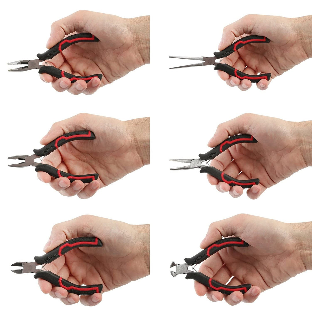 6-piece Mini Pliers Set With Soft Grip Handles Black - Diamond Home USA