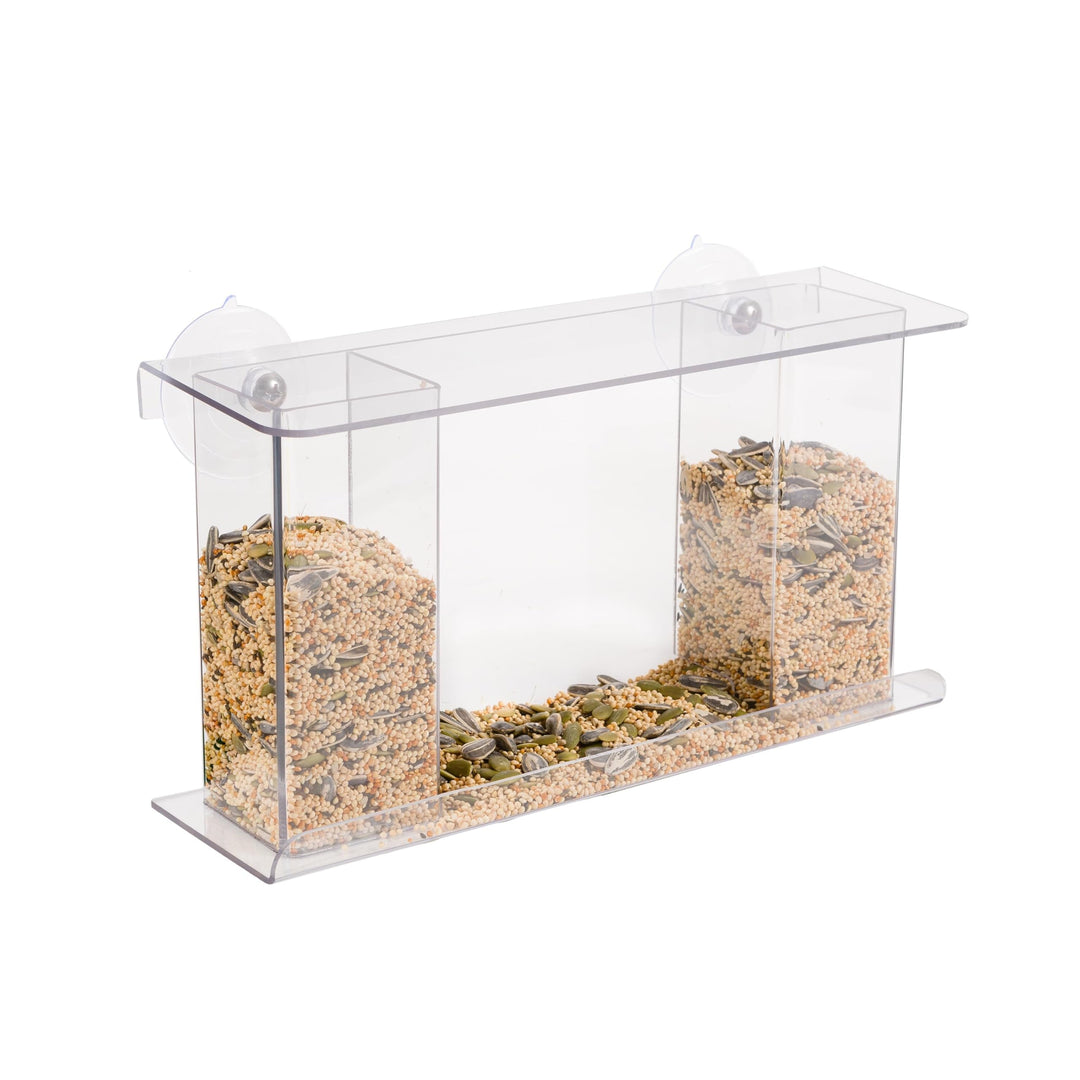One-Way Mirror Window Mount Bird Feeder Clear Plastic