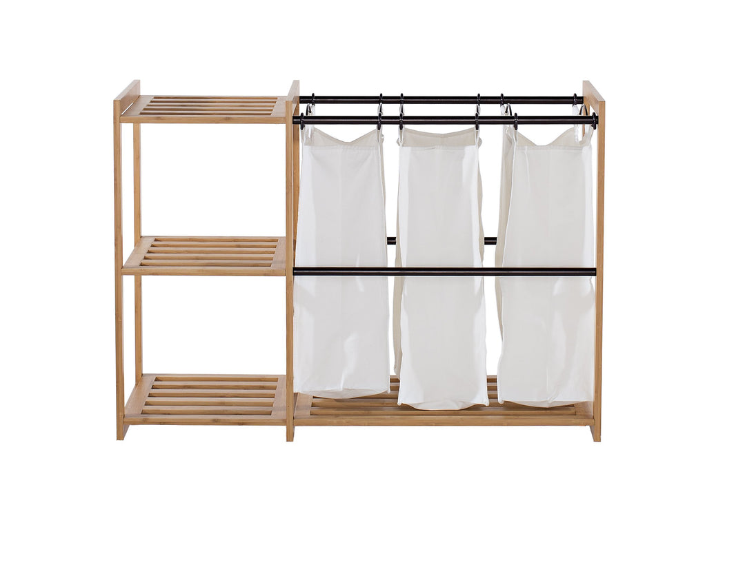 TRINITY EcoStorage 3-Bag Bamboo Laundry Station Laundry-Room Organization and - Diamond Home USA