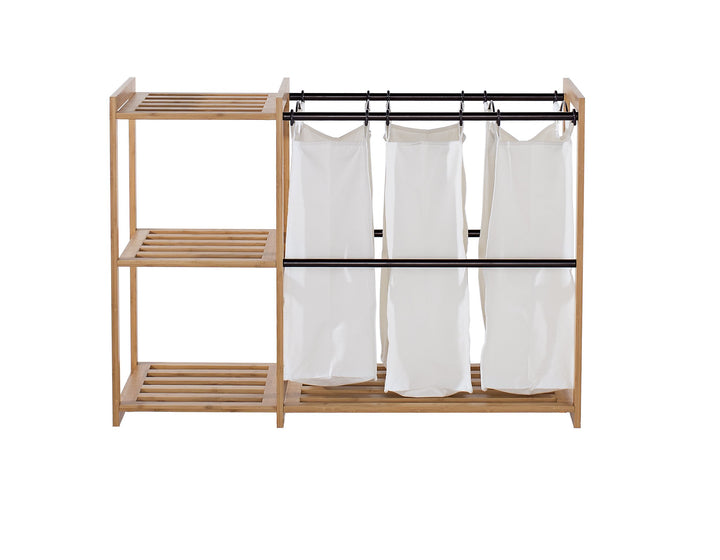 TRINITY EcoStorage 3-Bag Bamboo Laundry Station Laundry-Room Organization and - Diamond Home USA