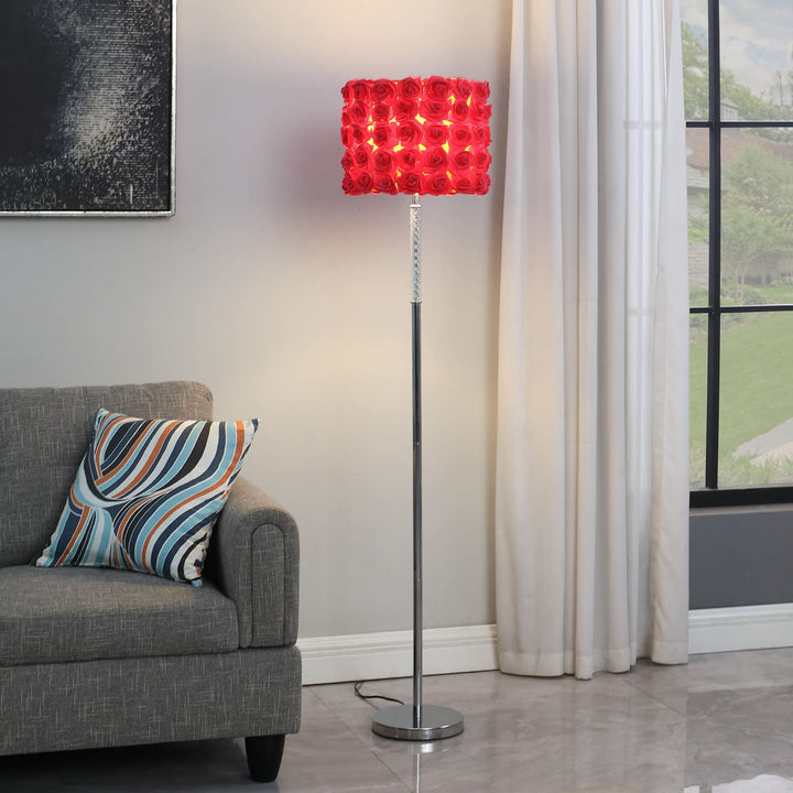 ORE International 63" in Red Roses in Bloom Acrylic/Metal Floor Lamp - Diamond Home USA