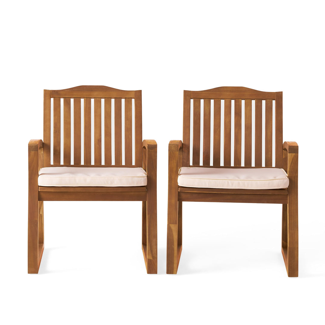 Christopher Knight Home Della Acacia Wood Outdor Dining Chairs 2-Pcs Set Teak