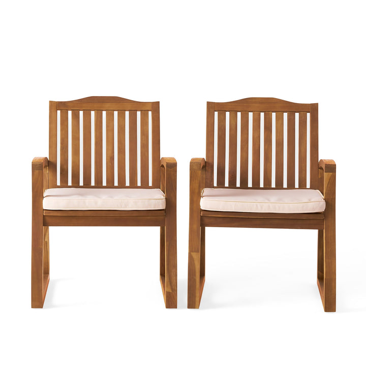 Christopher Knight Home Della Acacia Wood Outdor Dining Chairs 2-Pcs Set Teak