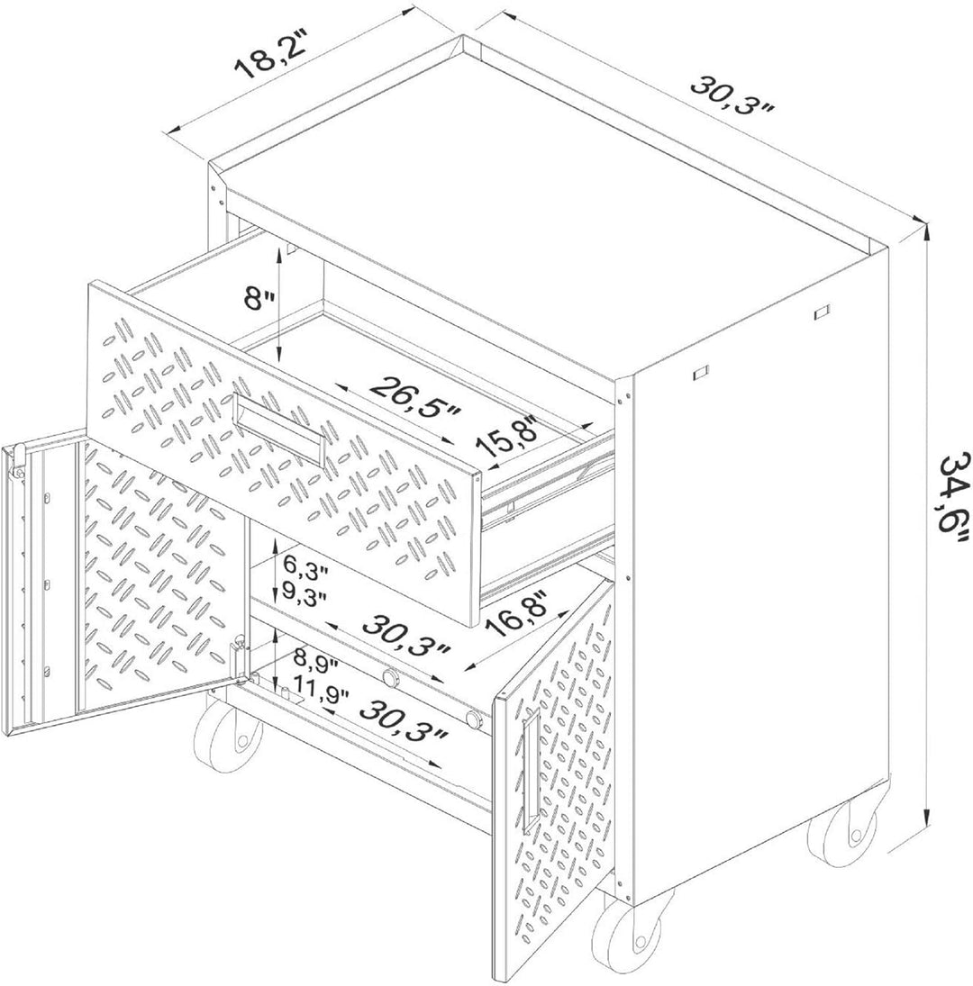 Manhattan Comfort Fortress 3-Piece Textured Garage Storage Set includes Mobile - Diamond Home USA