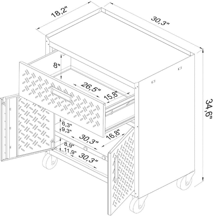 Manhattan Comfort Fortress 3-Piece Textured Garage Storage Set includes Mobile - Diamond Home USA