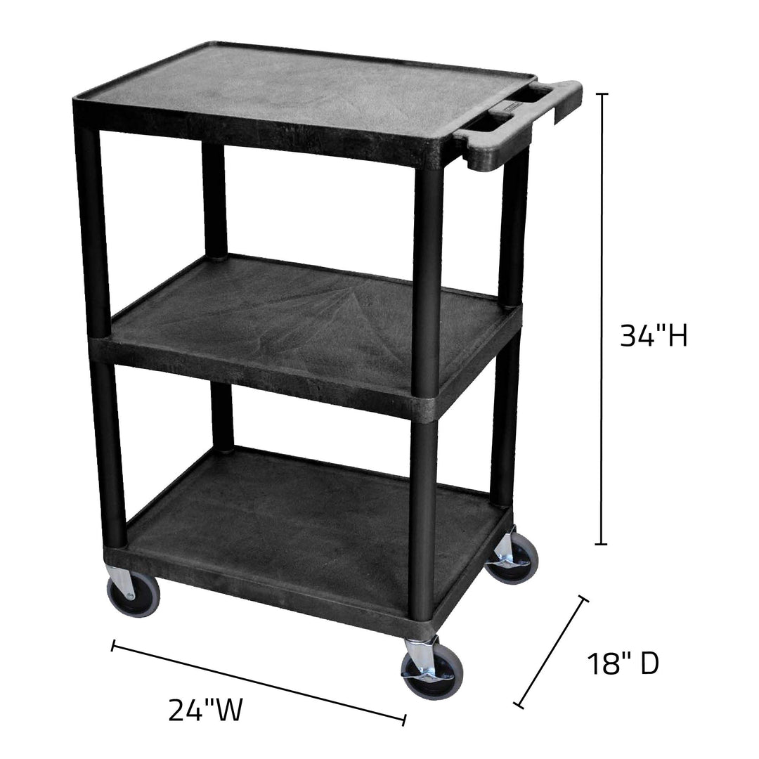 Luxor Multipurpose Storage Utility Cart 3 Shelves Structural Foam Plastic - - Diamond Home USA