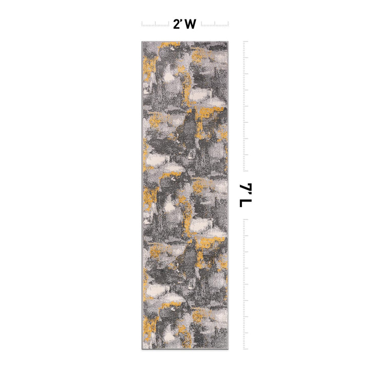 Rugshop Brighton Modern Abstract Stain Resistant Soft Runner Rug 2' x 7' Yellow - Diamond Home USA