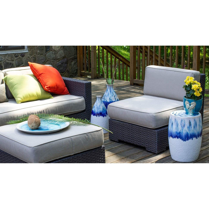 Euro Ceramica Claybarn Fusion Blue and White Stoneware 18" Textured Drip - Diamond Home USA