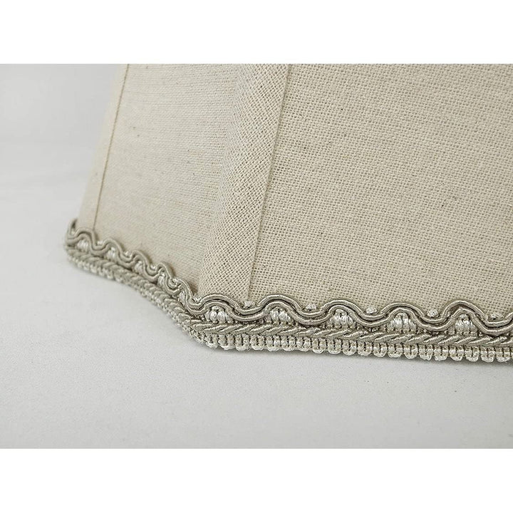 Bell Rectangle Cut Corner Linen Lampshade With Lace Trim 10/6x14/10x10 - Diamond Home USA