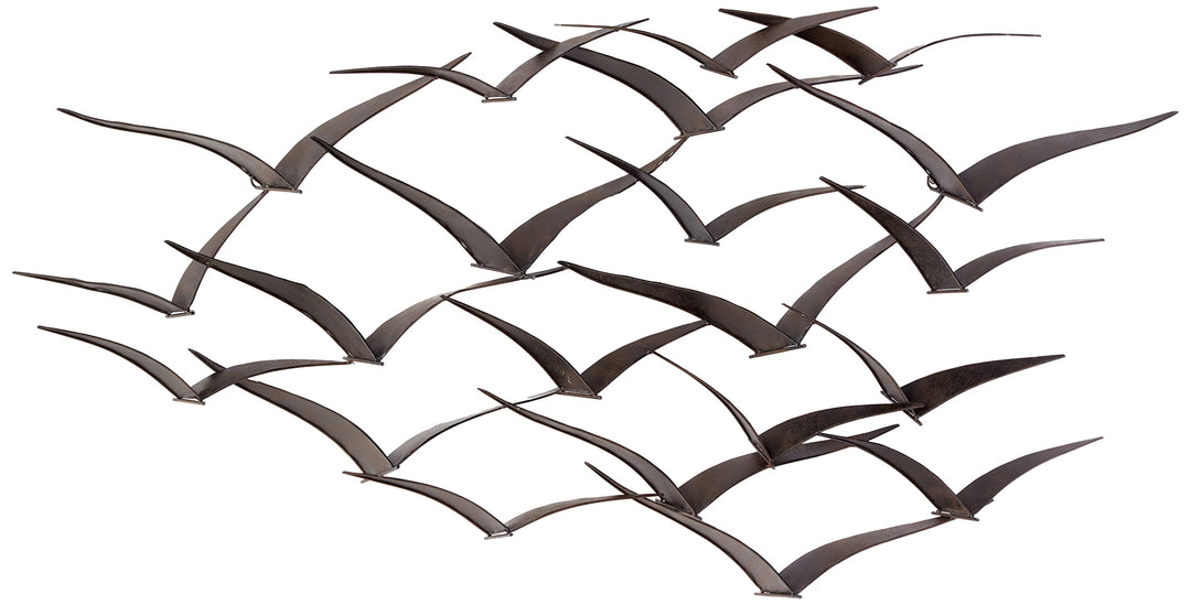 Urban Designs Handcrafted Flock of Birds Metal Wall Art Brown Large - Diamond Home USA