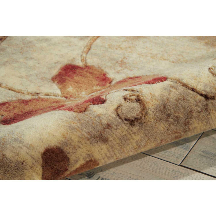 Nourison Somerset Floral Multicolor 5'6" x Round Area -Rug Easy -Cleaning Non - Diamond Home USA