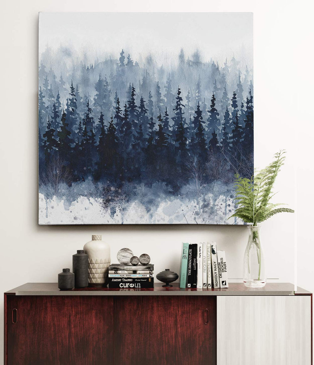 Wexford Home Indigo Forest Gallery Wrapped Canvas Wall Art 16x16 - Diamond Home USA