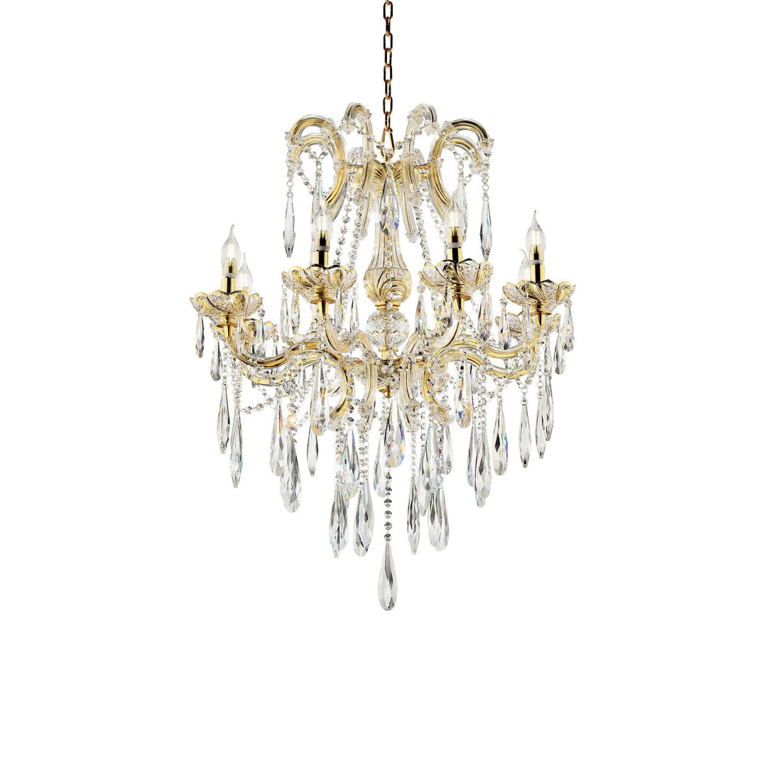 8 Light Metal Chandelier with Crystal Accents Gold Modern Contemporary
