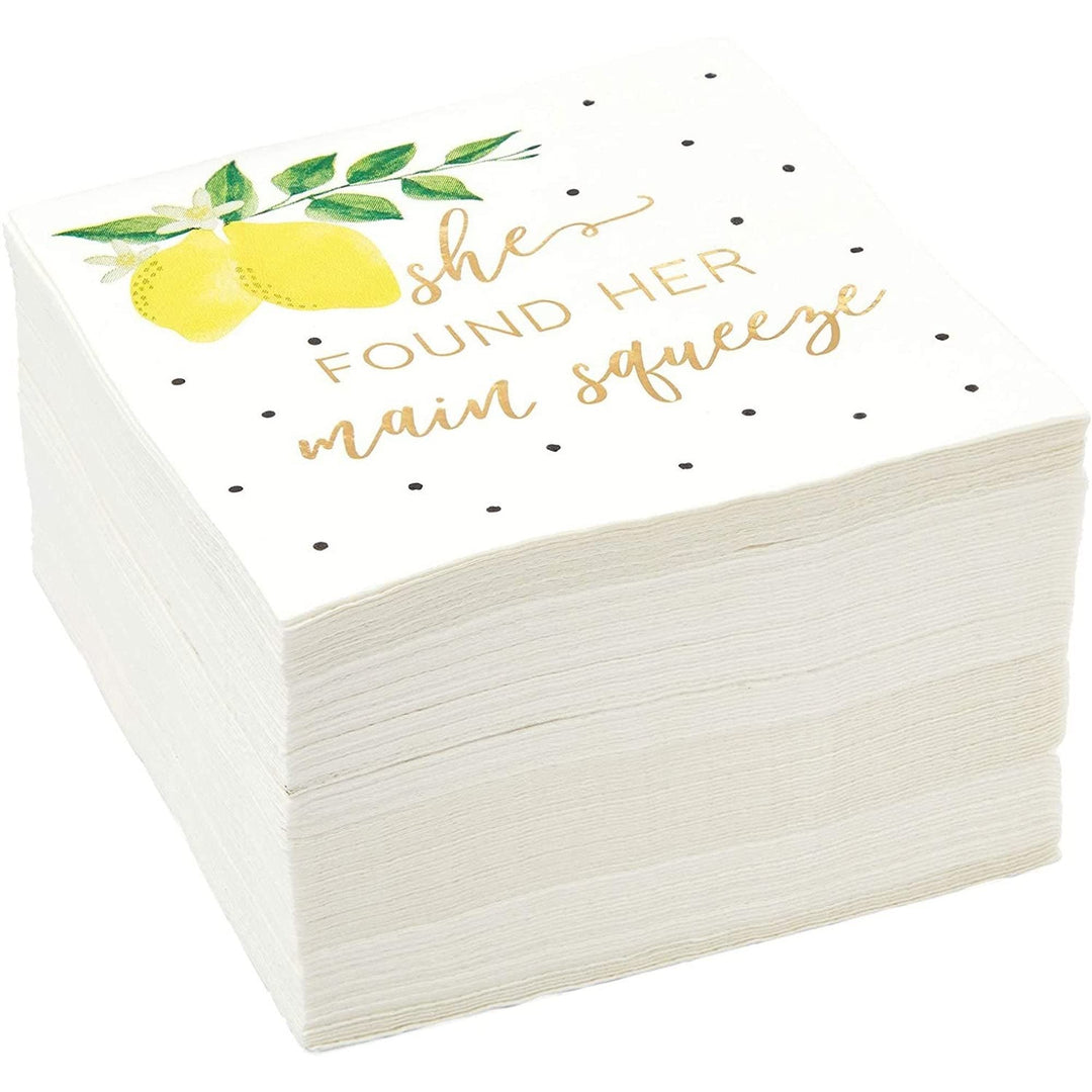 Pack She Found Her Main Squeeze Napkins Lemon Party Supplies For Bridal Shower - Diamond Home USA