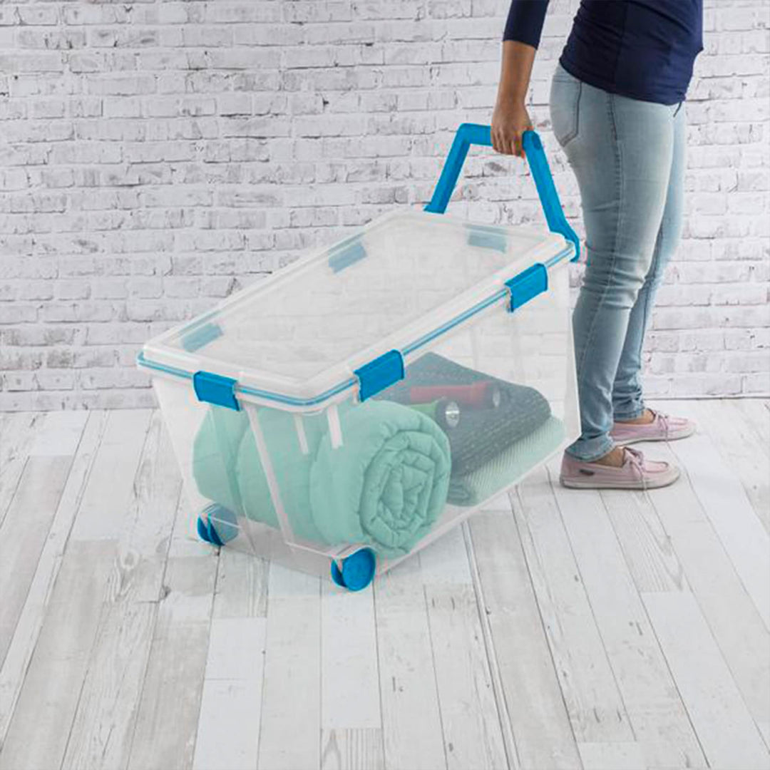Sterilite 120 Qt Wheeled Gasket Box Stackable Storage Bin with Latching Lid - Diamond Home USA