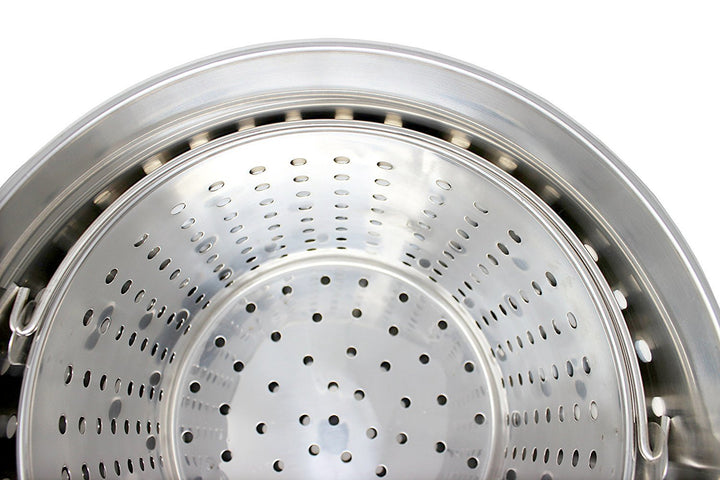 Ballington 13-Gal 16" Stainless Steel Stock Pot w Deep Steamer/Boil Basket & Lid - Diamond Home USA