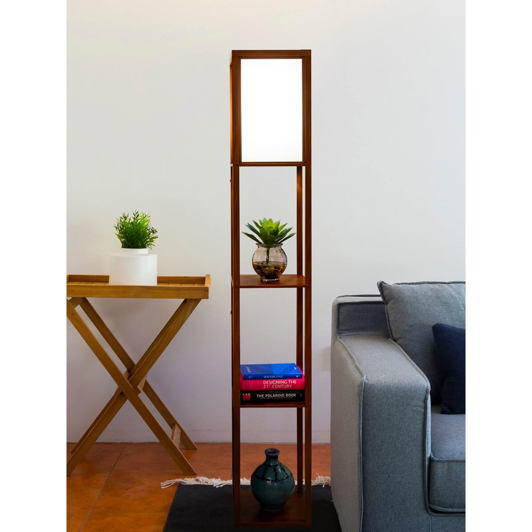 Shelf Led Floor Lamp Brown Traditional Bulbs Included Energy Efficient - Diamond Home USA