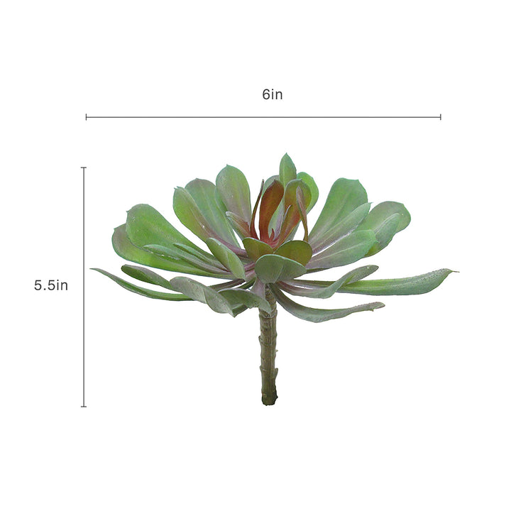 Set of 3 Large Lotus Succulent Stem Greenery Pick 6in 5.5" H X 6" D Green Red - Diamond Home USA