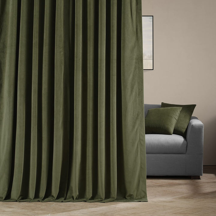 Exclusive Fabrics Signature Extra Wide Blackout Velvet Curtains (1 Panel) - Luxurious Blackout Drapes