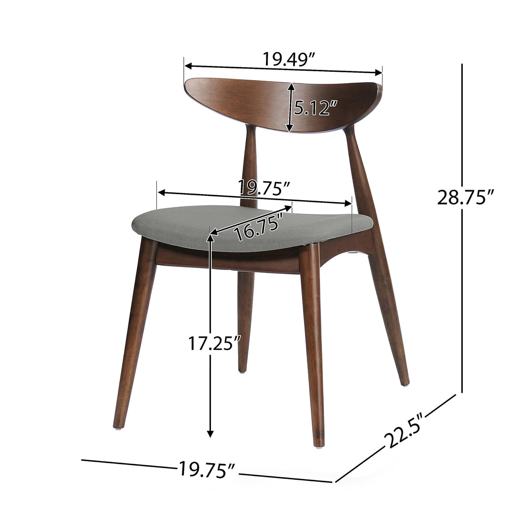 Christopher Knight Home Barron Fabric with Walnut Finish Dining Chairs 2-Pcs Set Walnut+Grey - Diamond Home USA