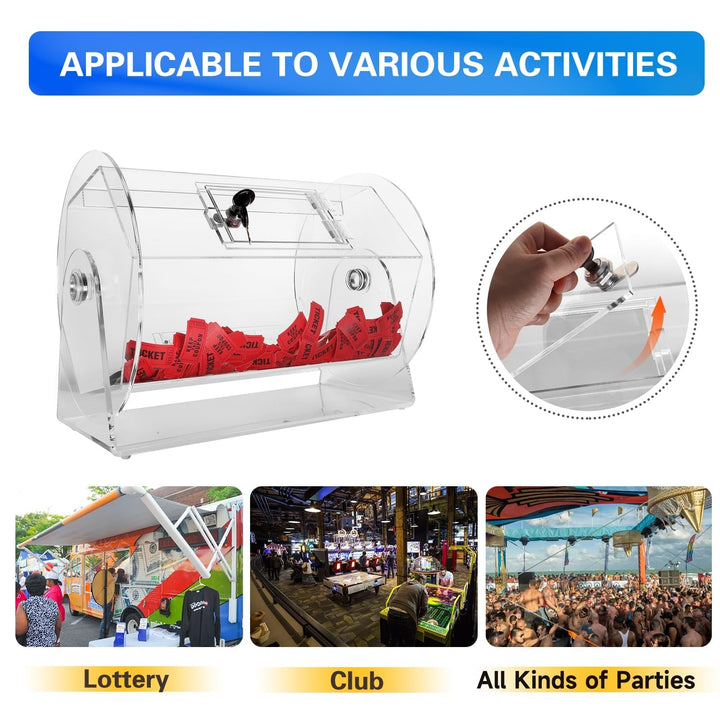 Large Acrylic Raffle Drum Ticket Spinning Cage for Tickets Balls Holds White - Diamond Home USA