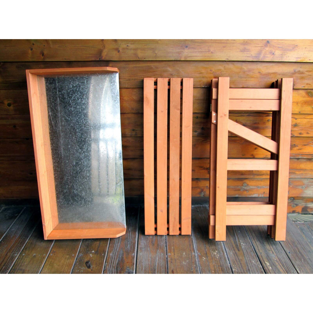 Folding Utility Table Potting Bench Brown Cedar Metal Wood - Diamond Home USA