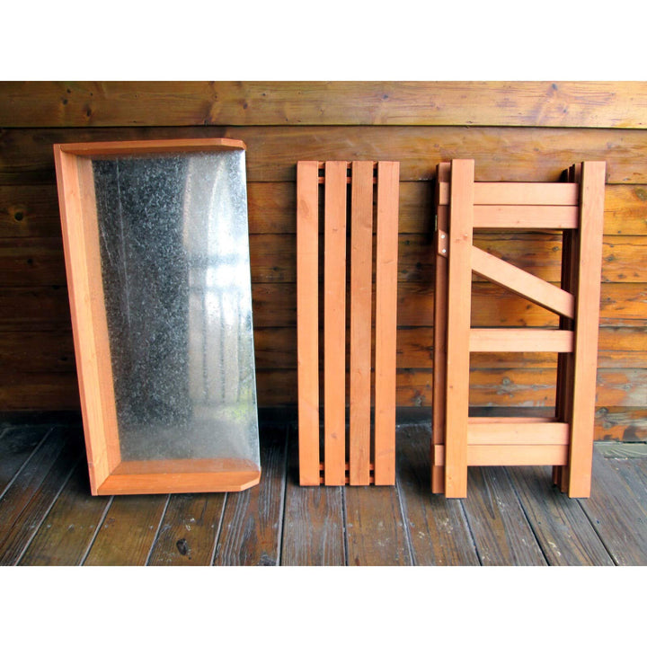 Folding Utility Table Potting Bench Brown Cedar Metal Wood - Diamond Home USA