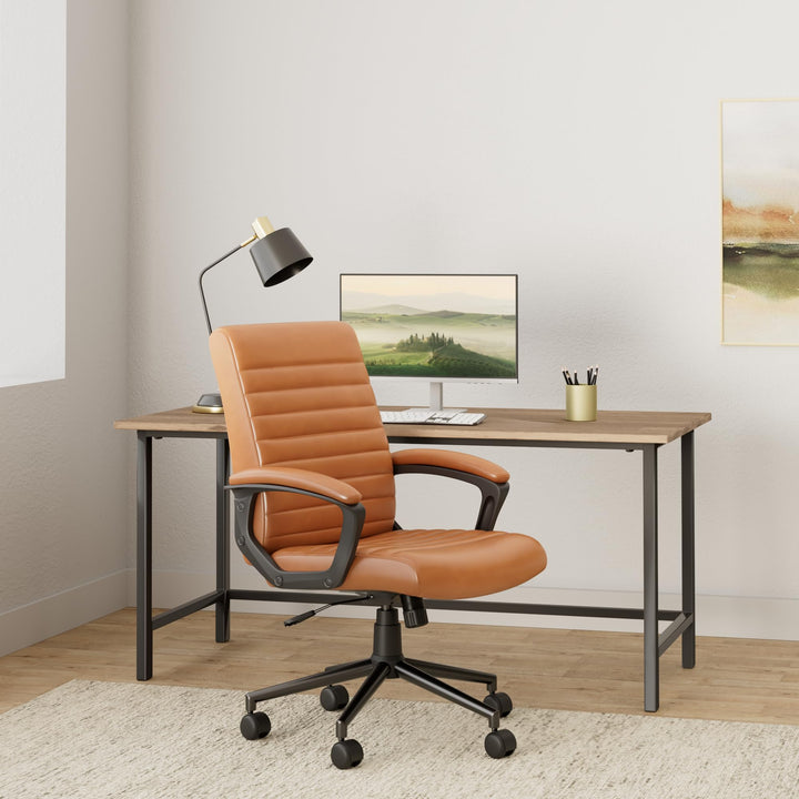 Click365 Transform 3.0 Extra Comfort Ergonomic Mid Back Channel Stitching Desk Chair, with Padded armrests, Adjustable-Height