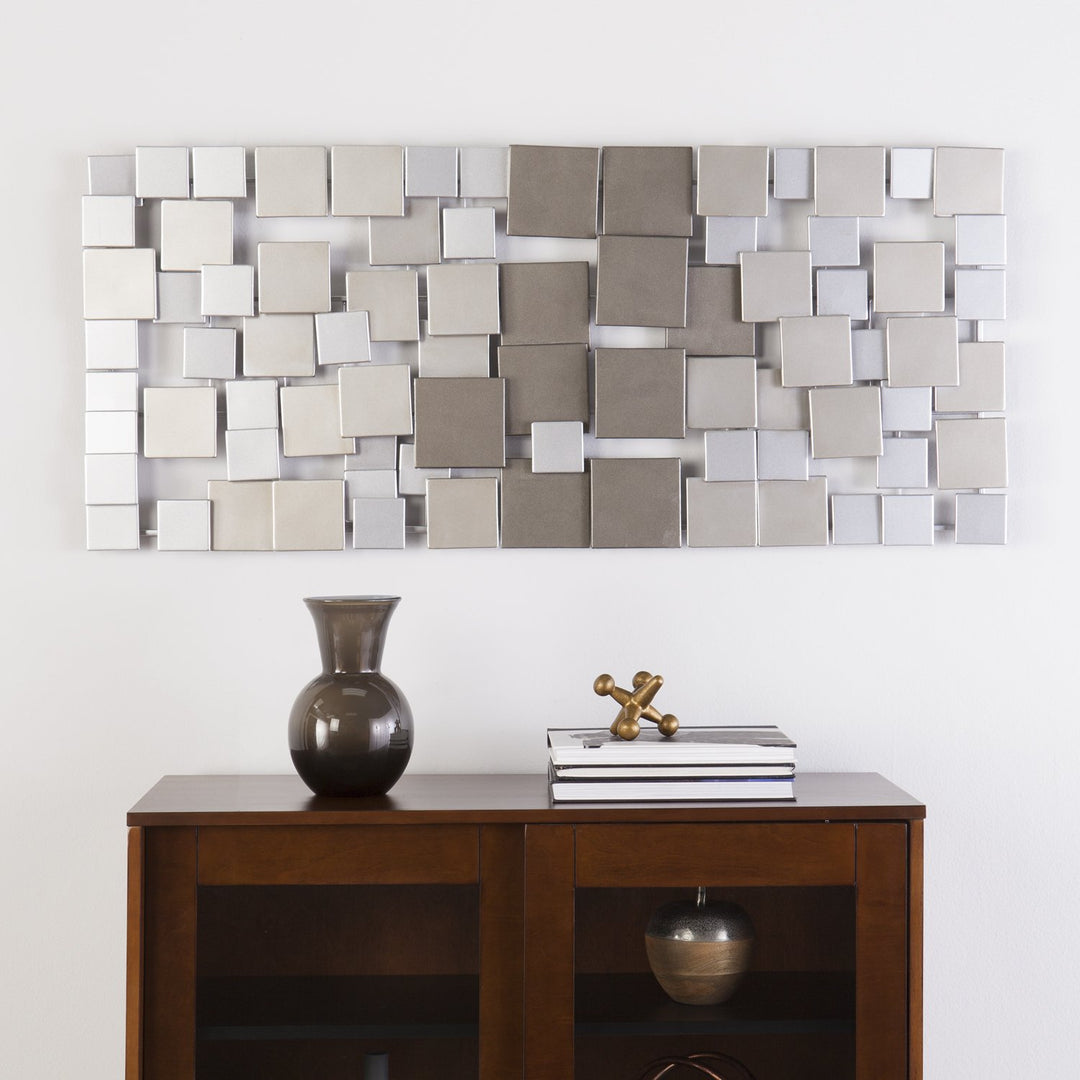 SEI Furniture Wavson Wall Sculpture Geometric 3D Design Unique Mounting Wall Art - Diamond Home USA