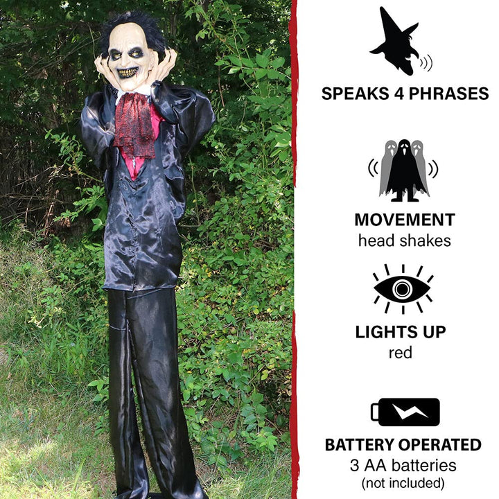 Haunted Hill Farm 5.6 ft. Standing Vampire Halloween Animatronic Scary Halloween - Diamond Home USA