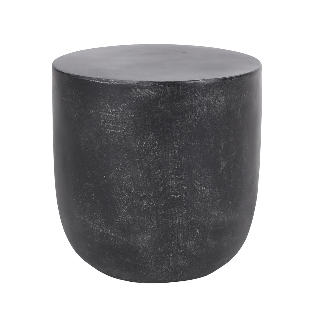 Outdoor Lightweight Concrete Side Table Black Modern Contemporary Round Water