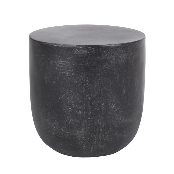 Outdoor Lightweight Concrete Side Table Black Modern Contemporary Round Water
