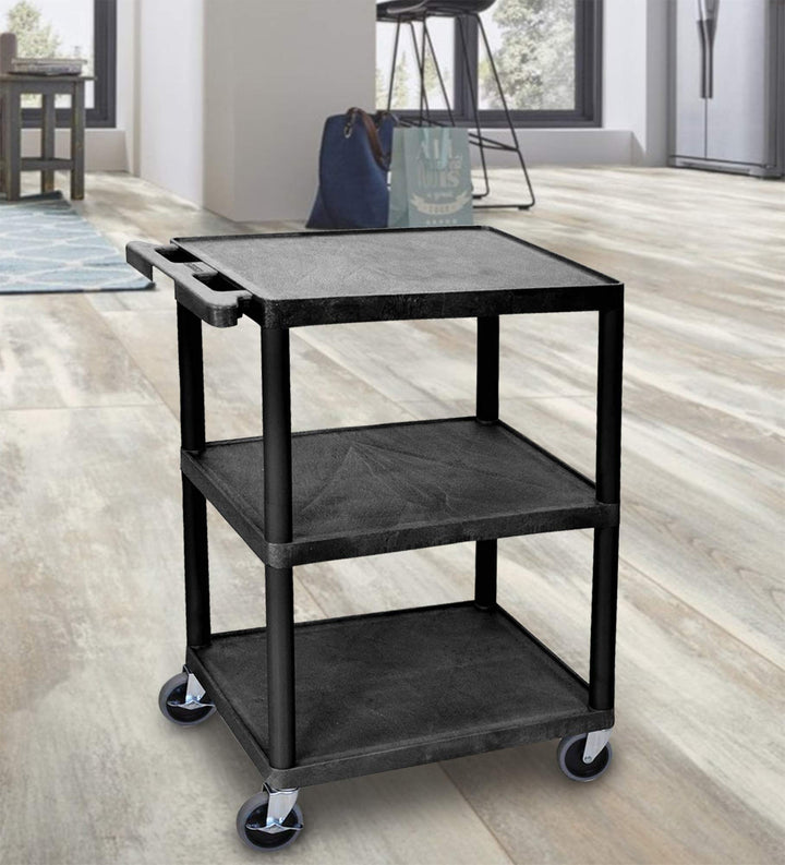 Luxor Multipurpose Storage Utility Cart 3 Shelves Structural Foam Plastic - - Diamond Home USA