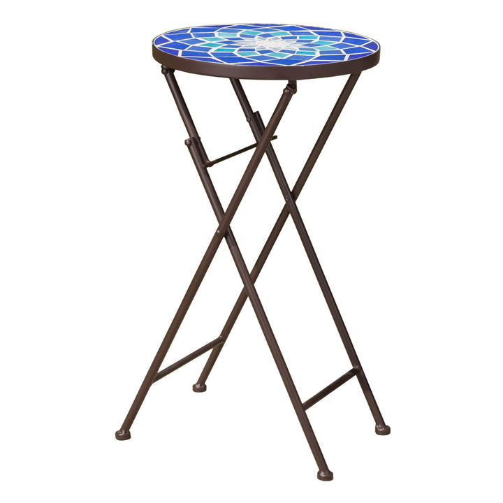 Christopher Knight Home Azure Outdoor Glass Side Table with Iron Frame Blue /