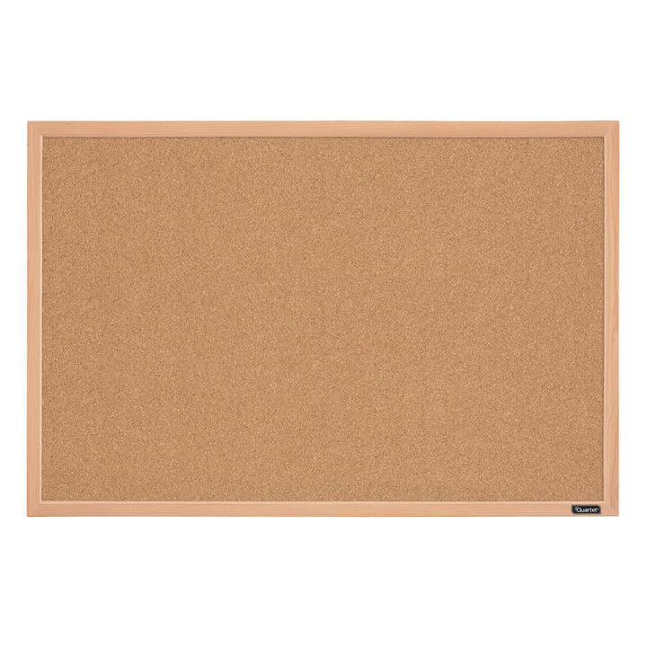 Quartet Cork Board Bulletin Board 23" x 35" Framed Corkboard Oak Frame