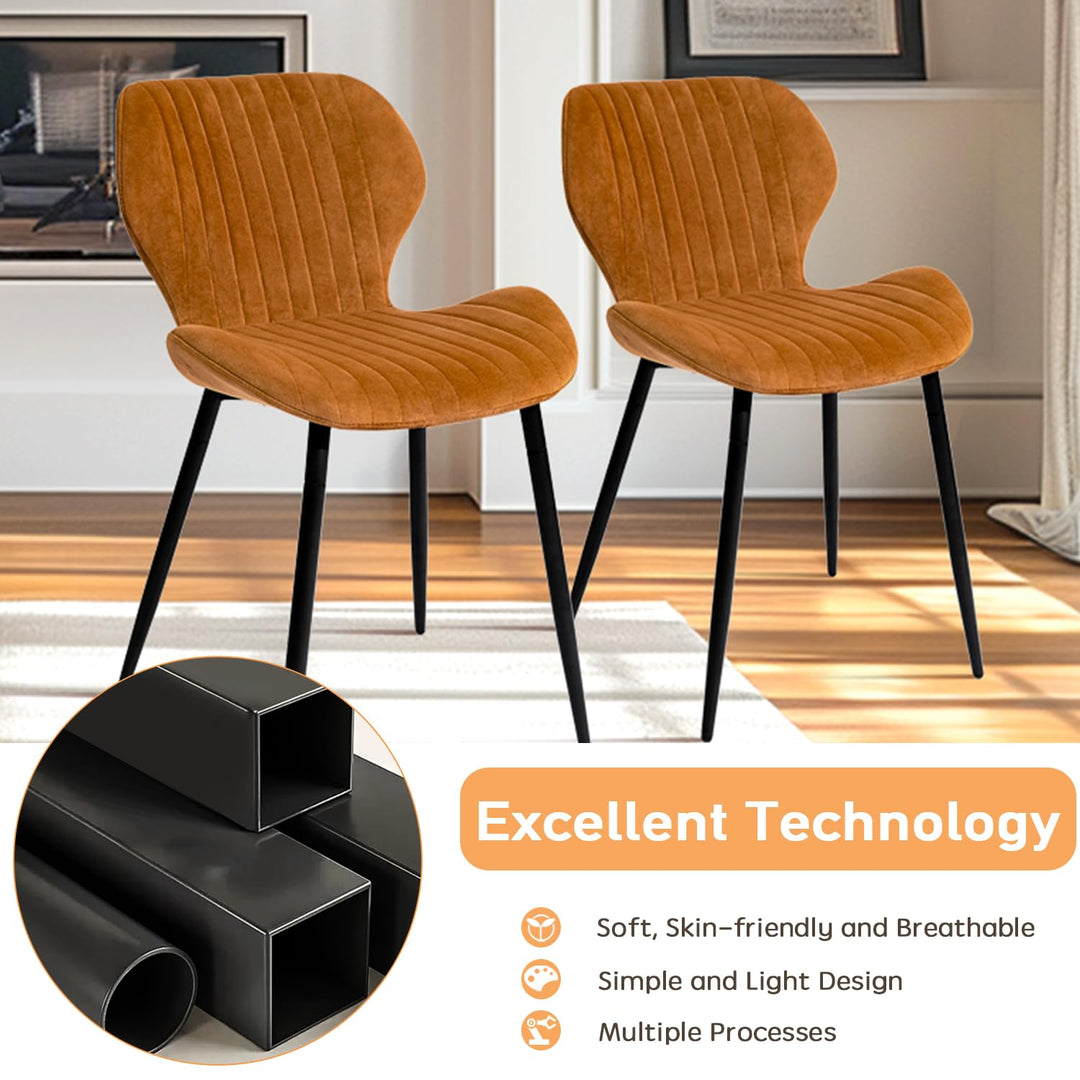 CangLong Mid Century Modern Upholstered Dining irs with Metal Legs Accent Brown - Diamond Home USA