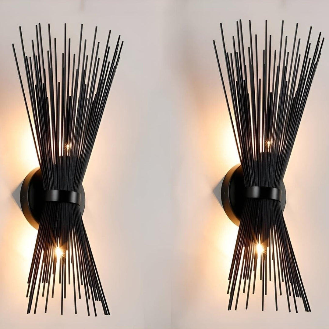 Pair of Spiked Wall Lights Black Sconces Gothic Modern Style (Set 2) Glam - Diamond Home USA