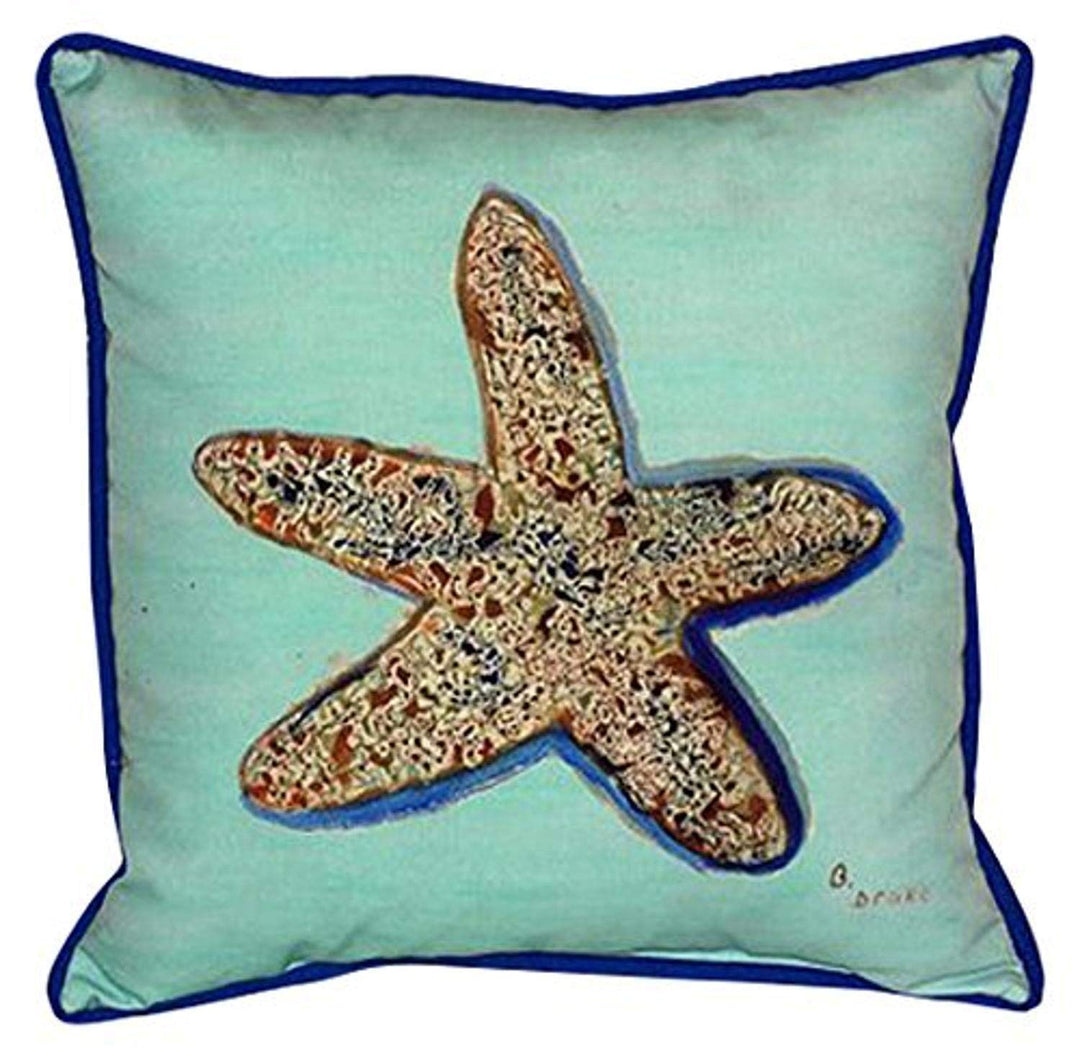 Betsy Drake Starfish Indoor/Outdoor Pillow 22" x 22" Teal