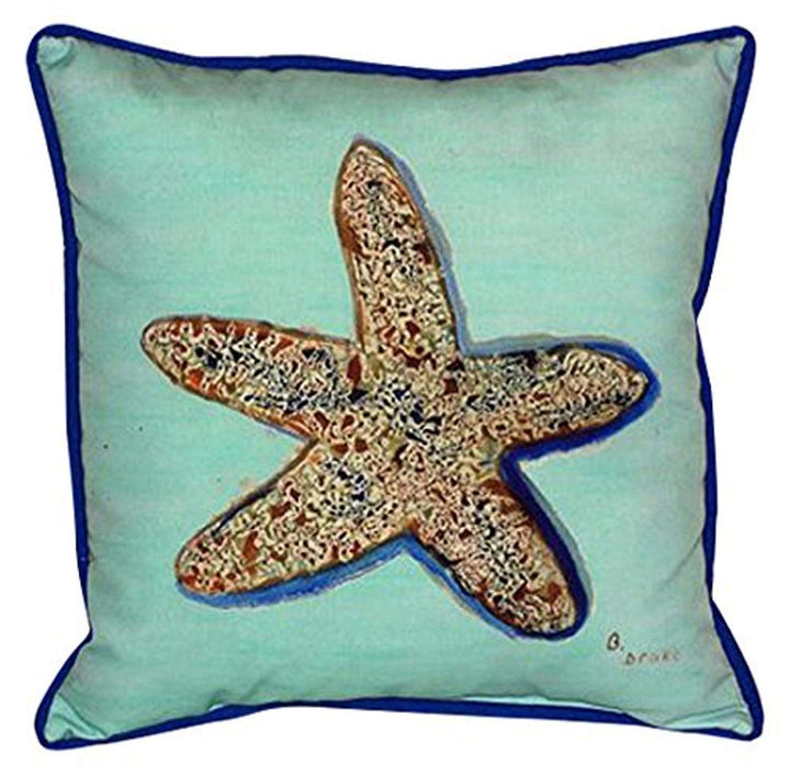 Betsy Drake Starfish Indoor/Outdoor Pillow 22" x 22" Teal