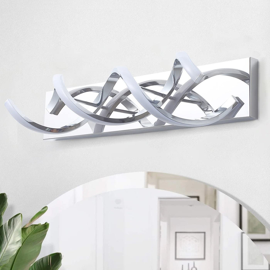 Modern 2-light Wavy Linear Led Bathroom Vanity Lighting Fixture Silver