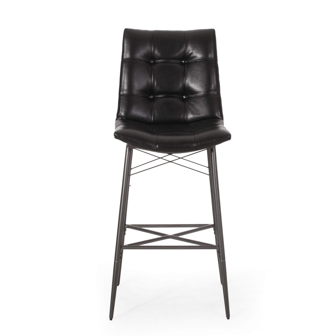 Christopher Knight Home Pineview Tufted Barstools - Midnight Black/Gun Metal - Diamond Home USA