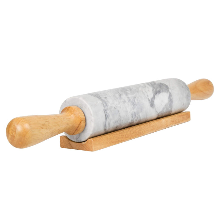 Gray Marble Rolling Pin W/deluxe Wood Handles And Grey Stoneware Hand Wash - Diamond Home USA
