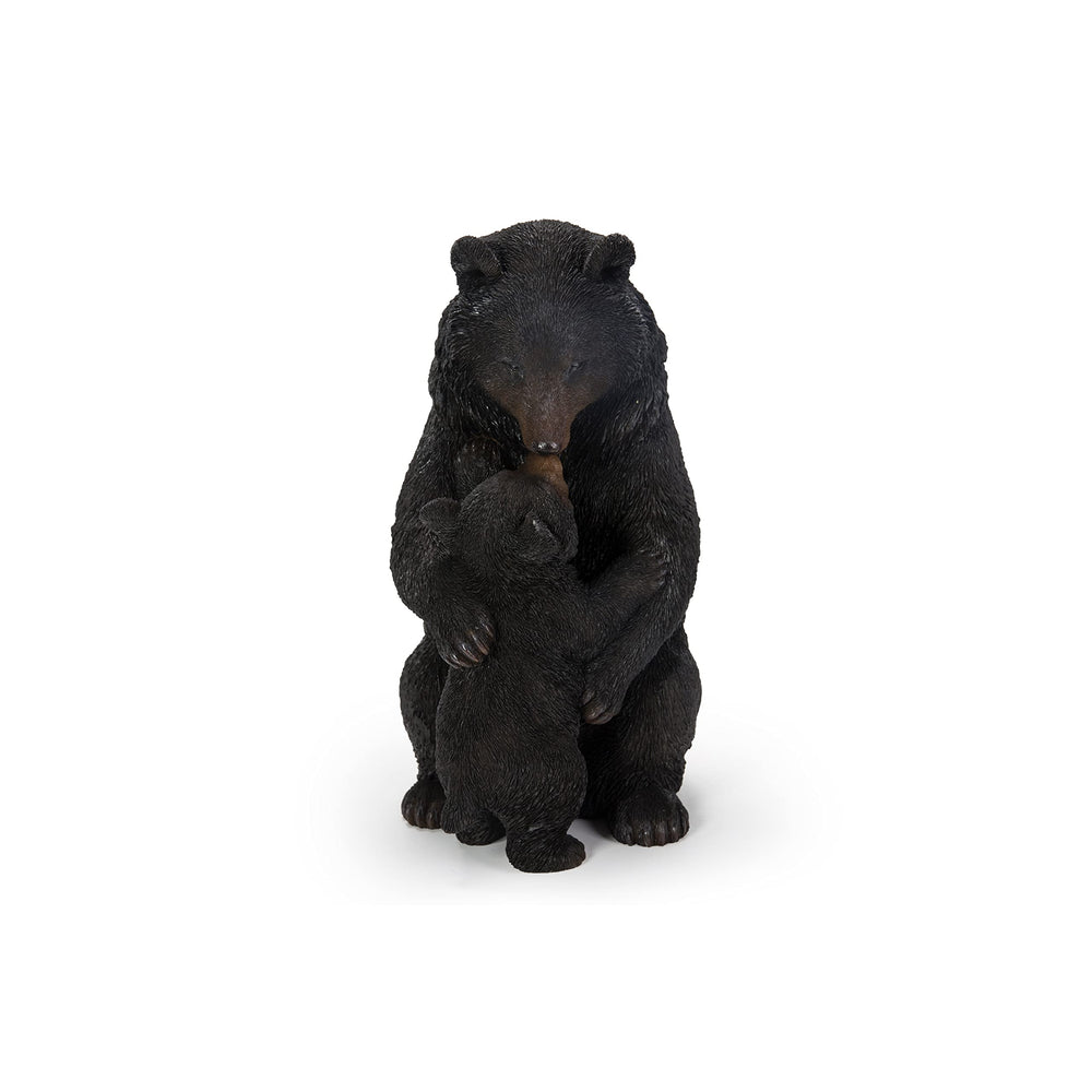 Cuddling Mother and Baby Bear Garden Statue Black Polyresin - Diamond Home USA