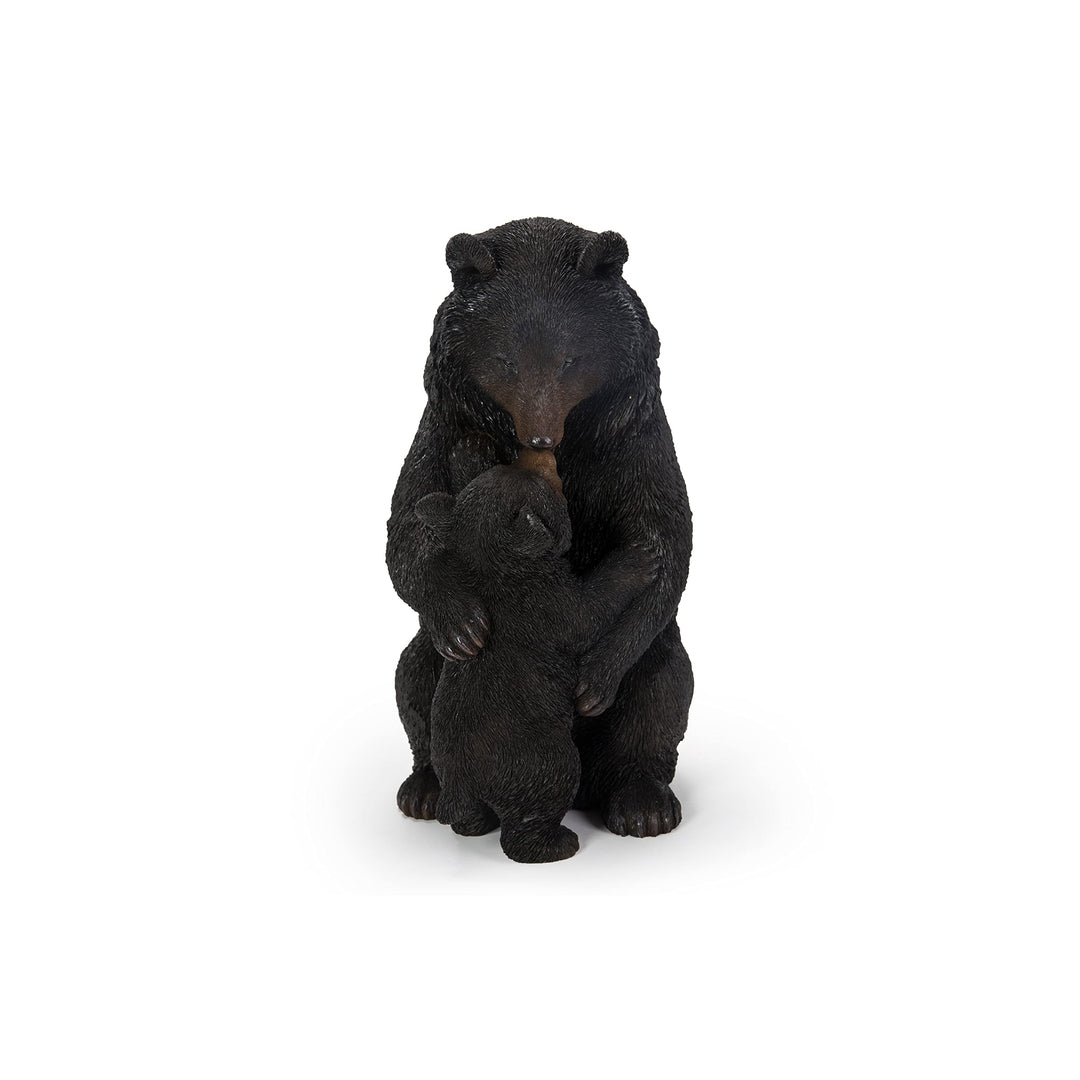 Cuddling Mother and Baby Bear Garden Statue Black Polyresin - Diamond Home USA